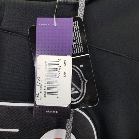 Adidas Philadelphia Flyers Women's S Black Crewdie Pullover Hoodie Filly NHL NEW - Picture 5 of 16